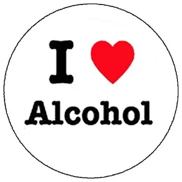 I LOVE ALCOHOL (nagy jelvény, 3,7 cm)