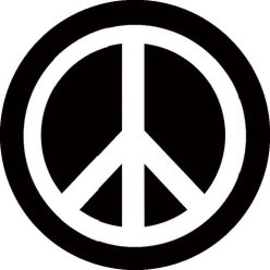 PEACE: b/w (circle, 9,5 cm) (felvarró)