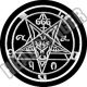 BAPHOMET PENTAGRAM 666 (white, circle, 9.5 cm)
