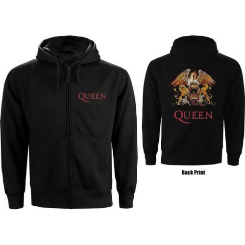 QUEEN: Logo Crest (kapucnis pulóver, cipzáros) 