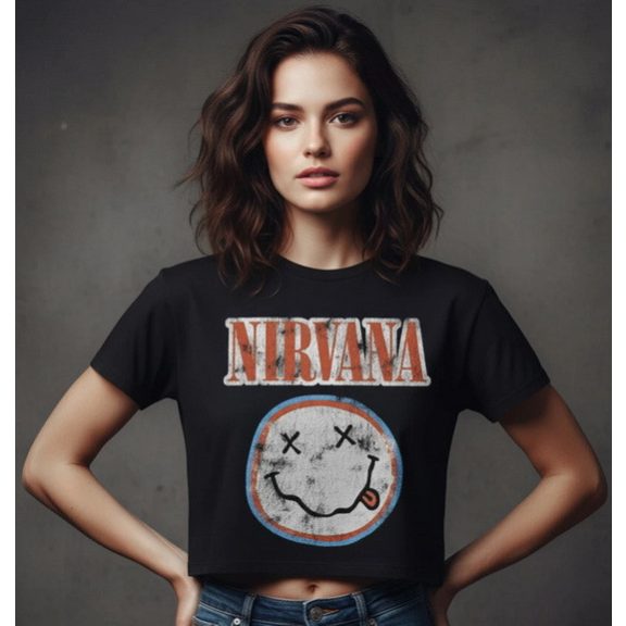 NIRVANA: Logo Distressed (ladies crop top) NIRVANA: Logo Distressed (ladies crop top)